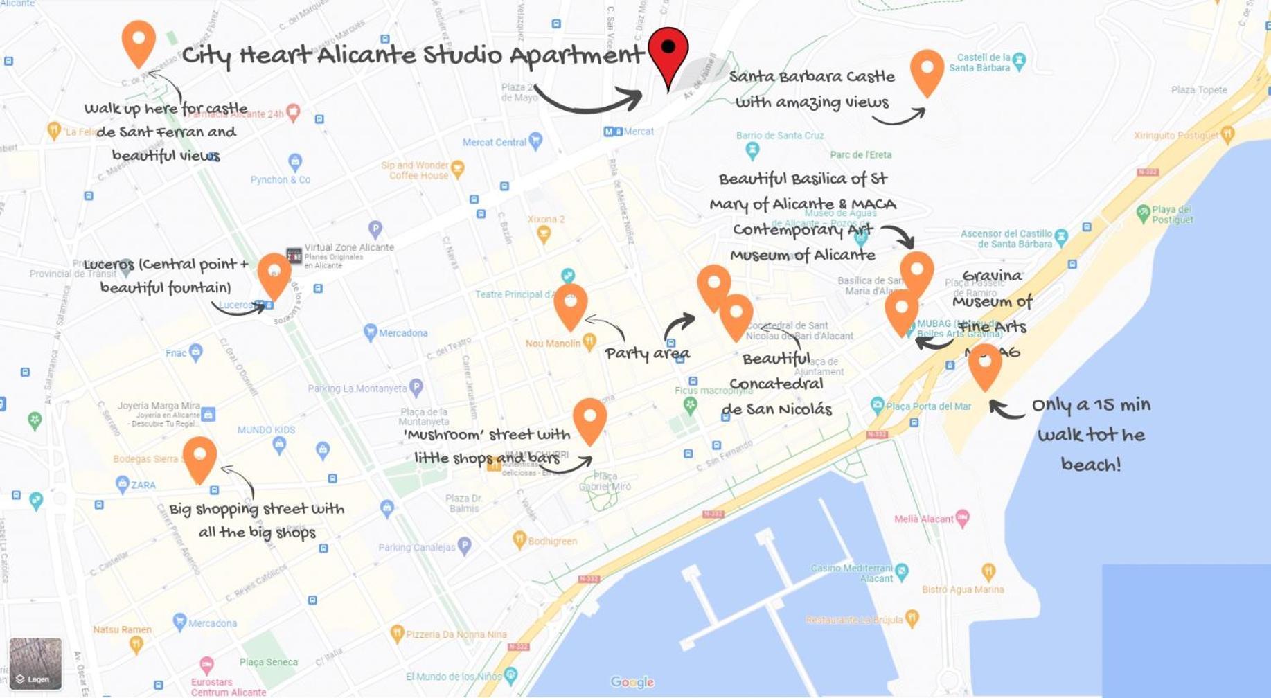 City Heart Alicante Studio Apartment - Castle View 外观 照片